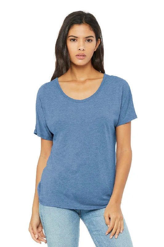 Bella + Canvas Womens Slouchy Short Sleeve Wide Neck T-Shirt - Blue Triblend - Closeout