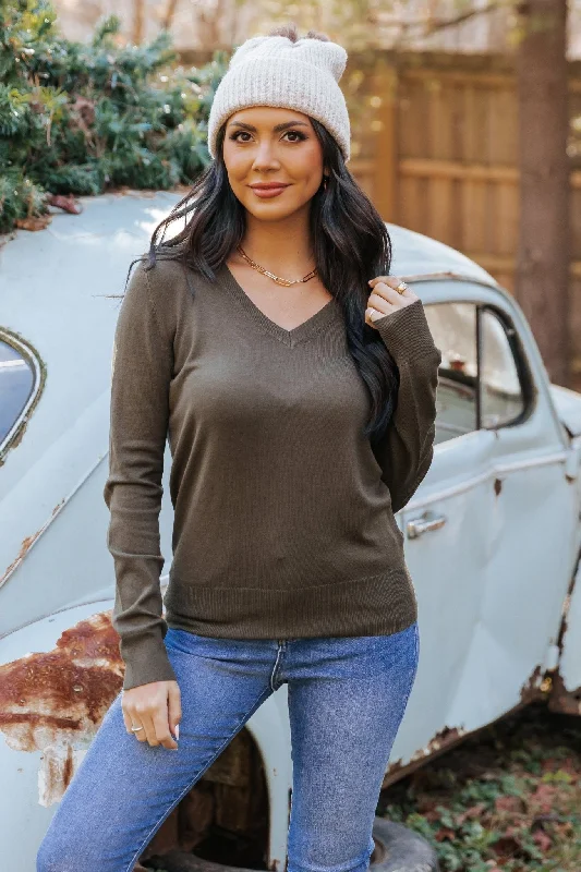 Green Soft V-Neck Sweater - FINAL SALE