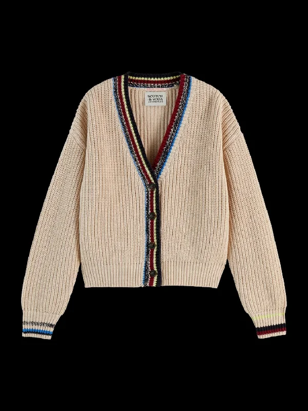 Relaxed Stripe Trim Cardigan