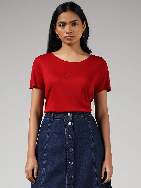 LOV Red Printed T-Shirt