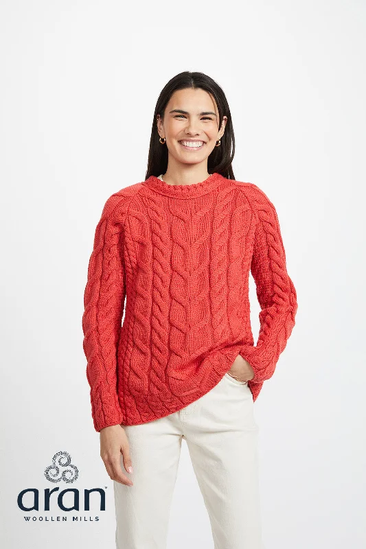 Aran - Listowel Aran Cabled Sweater - Coral