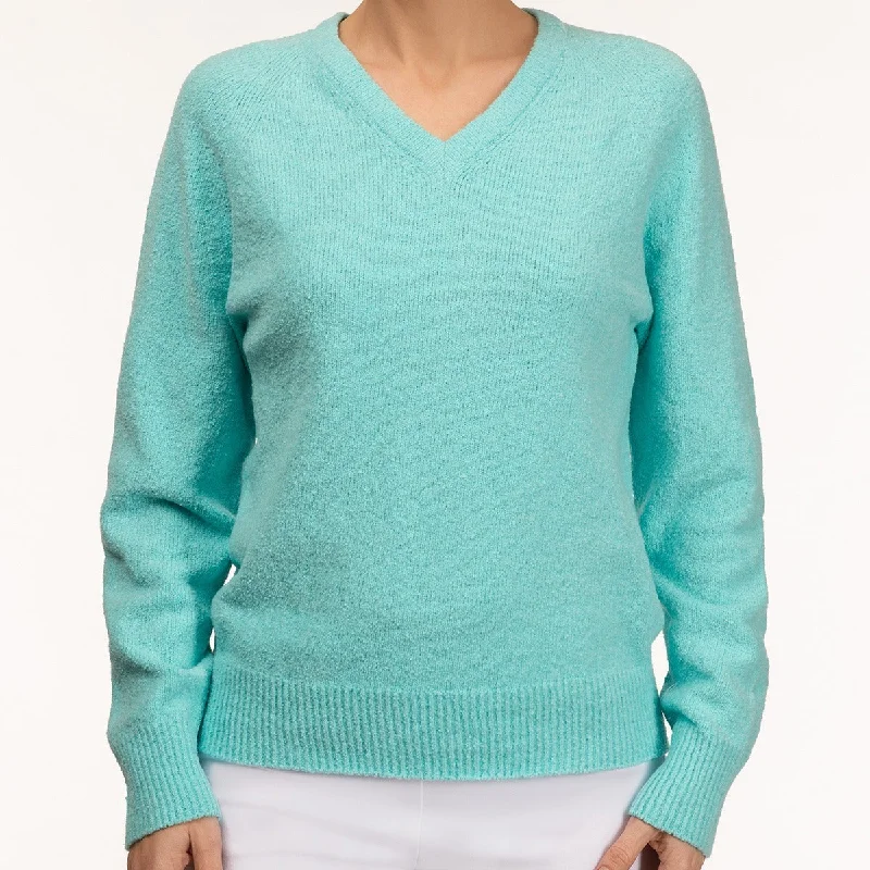 V Neck Pullover in Aqua Turquoise