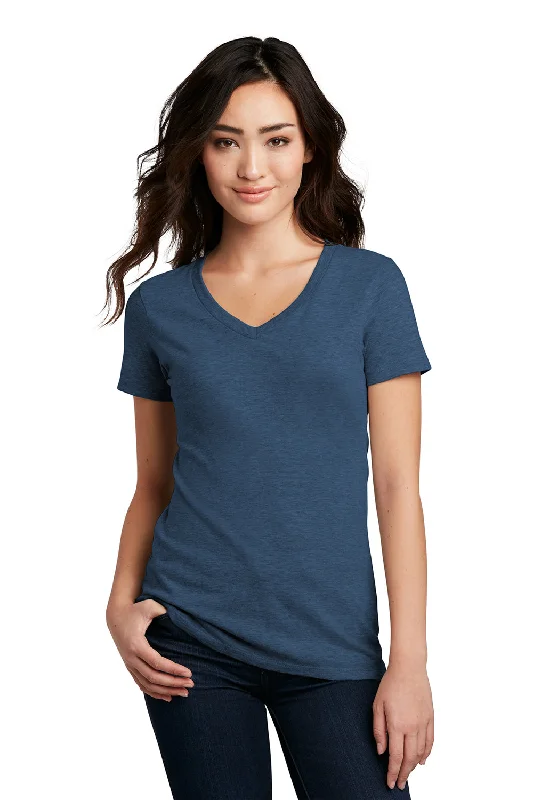 District Womens Perfect Blend Short Sleeve V-Neck T-Shirt - Deep Royal Blue Fleck