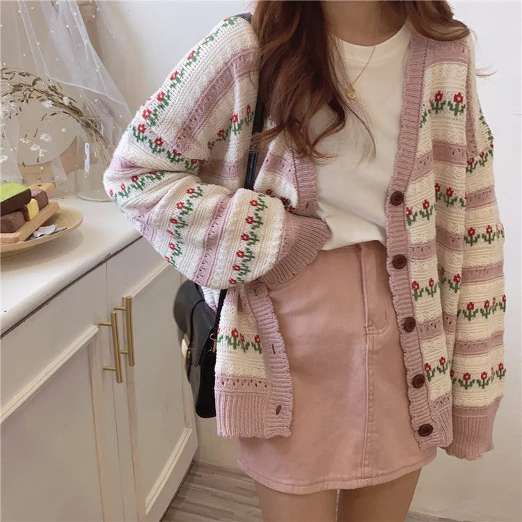 Floral Stripe Cardigan (2 Colors)