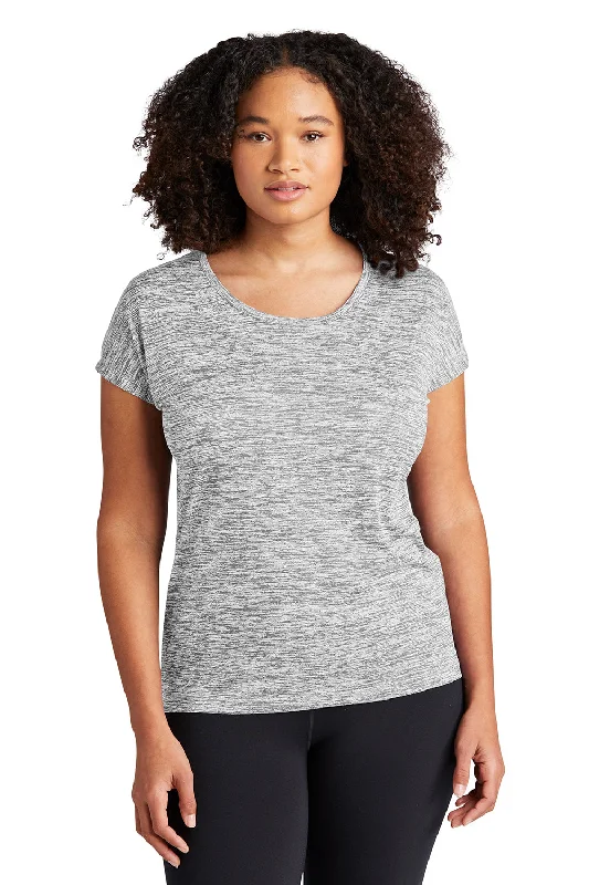 Sport-Tek Womens Electric Heather Moisture Wicking Short Sleeve Crewneck T-Shirt - Silver Grey - Closeout