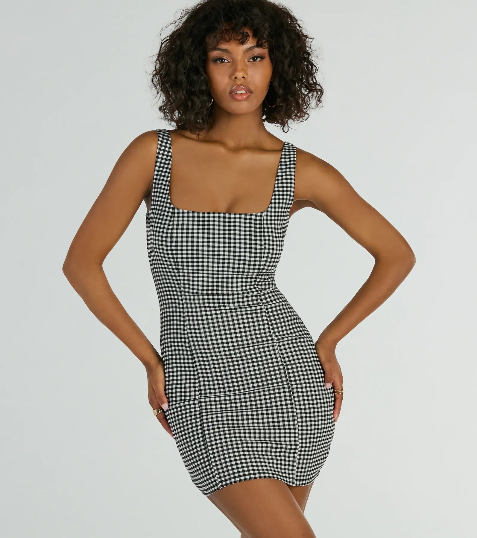 Sweeter Than Pie Scoop Neck Gingham Mini Dress