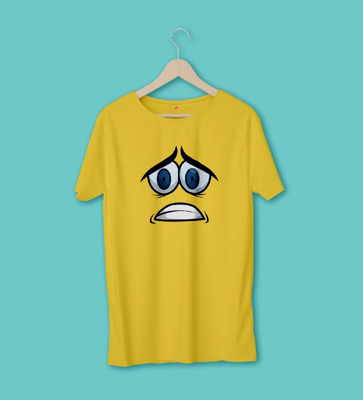 SCARED EXPRESSION HALF-SLEEVE T-SHIRTS (YELLOW)