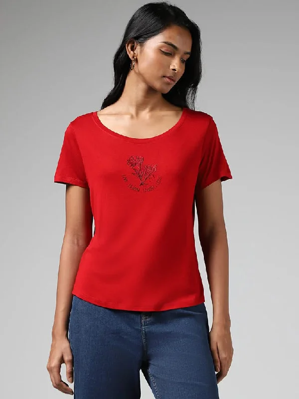 LOV Red Printed T-Shirt