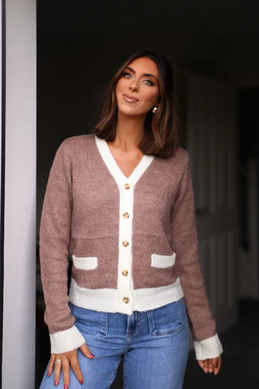 Brown Two Tone Button Up Cardigan - FINAL SALE