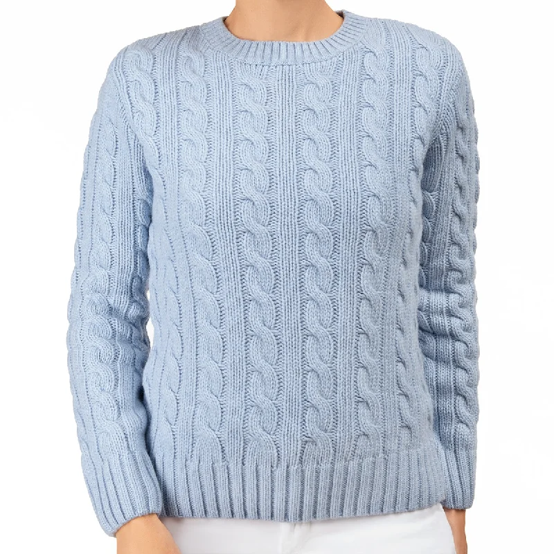 Cable Knit Pullover in Pale Blue