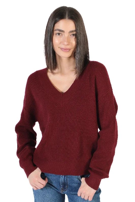 Manuela Oxblood V-neck Pullover