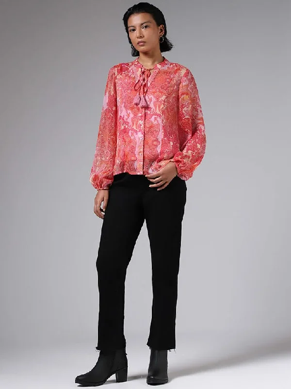 LOV Paisley Printed Light Pink Blouse