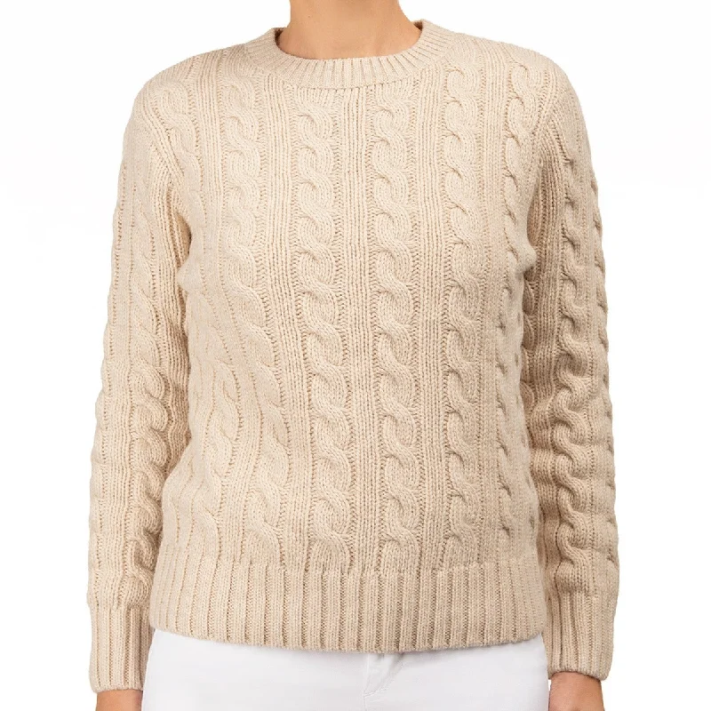 Cable Knit Pullover in Beige