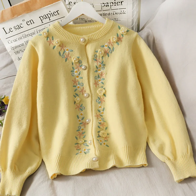 Floral Embroidered Cardigan (4 Colors)