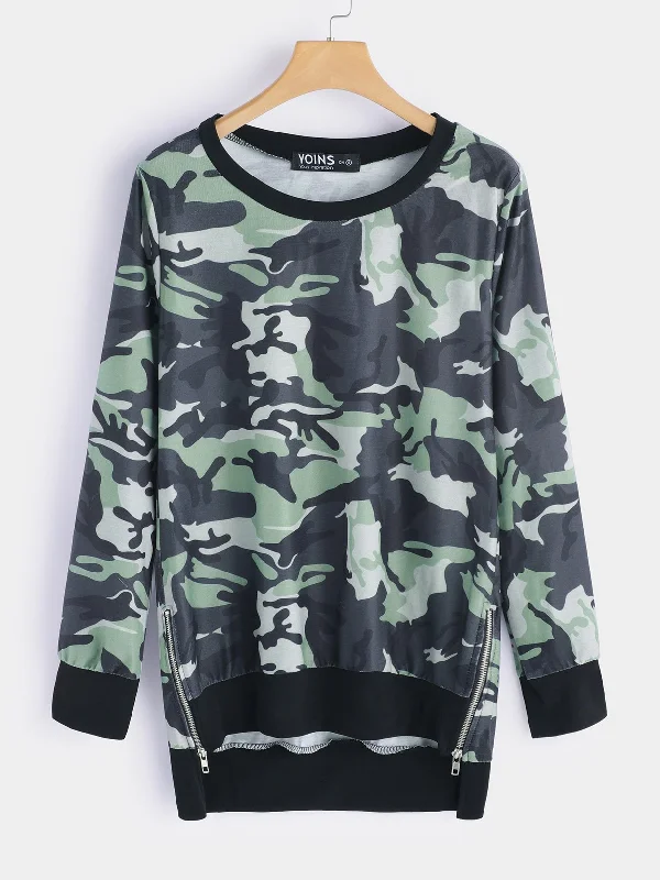 Custom Round Neck Camouflage Long Sleeve Camouflage Top