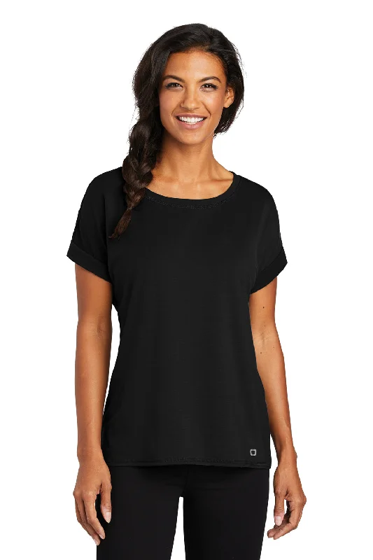 Ogio Womens Luuma Jersey Moisture Wicking Short Sleeve Crewneck T-Shirt - Blacktop - Closeout French