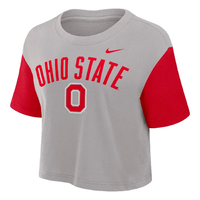 Ladies Ohio State Buckeyes Nike Colorblock Crop T-Shirt