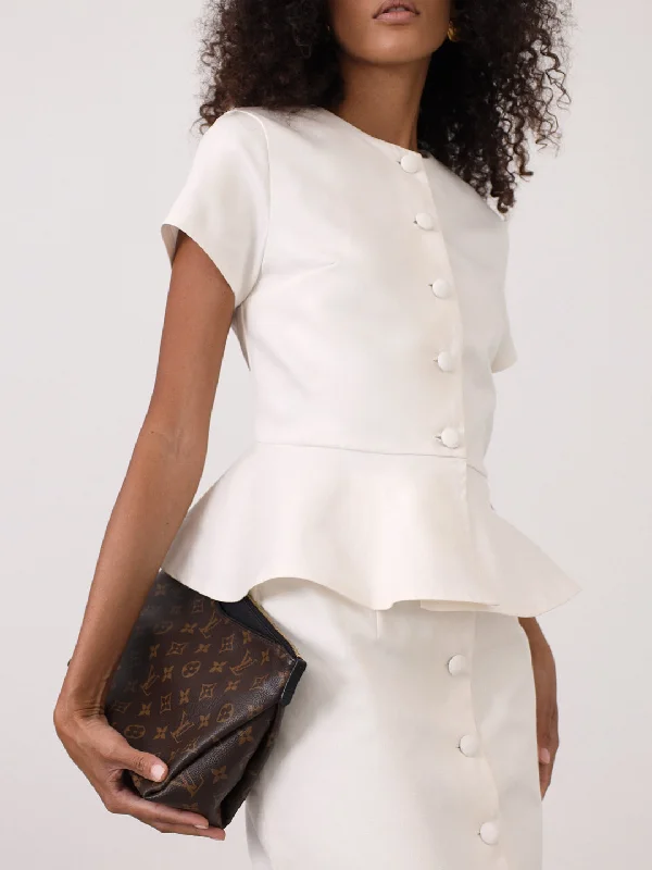 Hera Denim Button Up Top | White Elegant Women's Formal 
