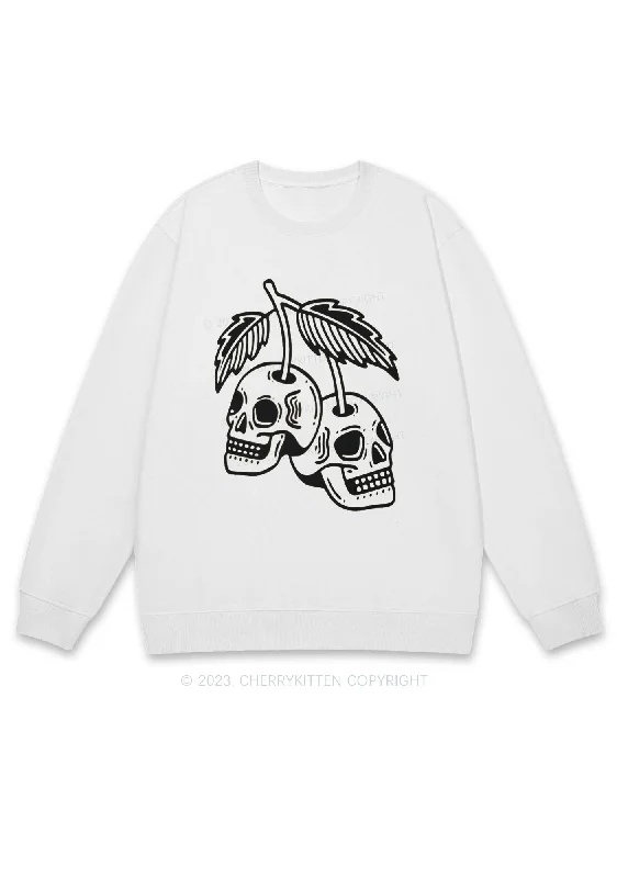 Cherry Skulls Halloween Y2K Sweatshirt Cherrykitten Traditional Women's Wool