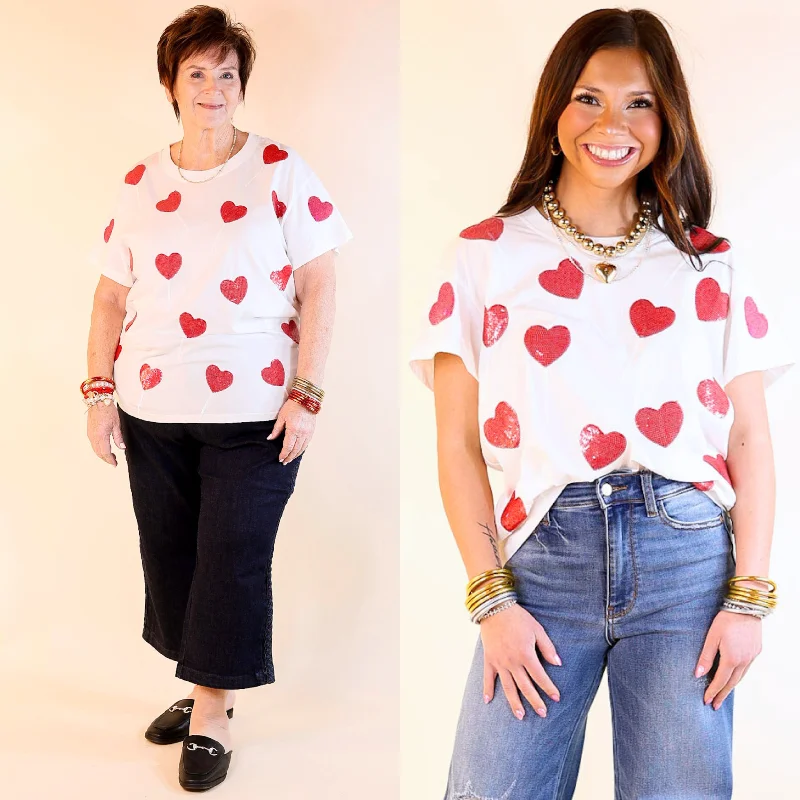 Queen Of Sparkles | Lollipop Lane Red and Pink Sequined Lollipops Top in White