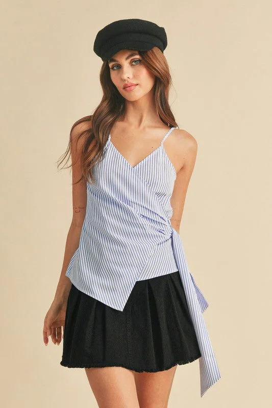 Aemi + Co Side Knotted Surplice Striped Cami Traditional Women's 