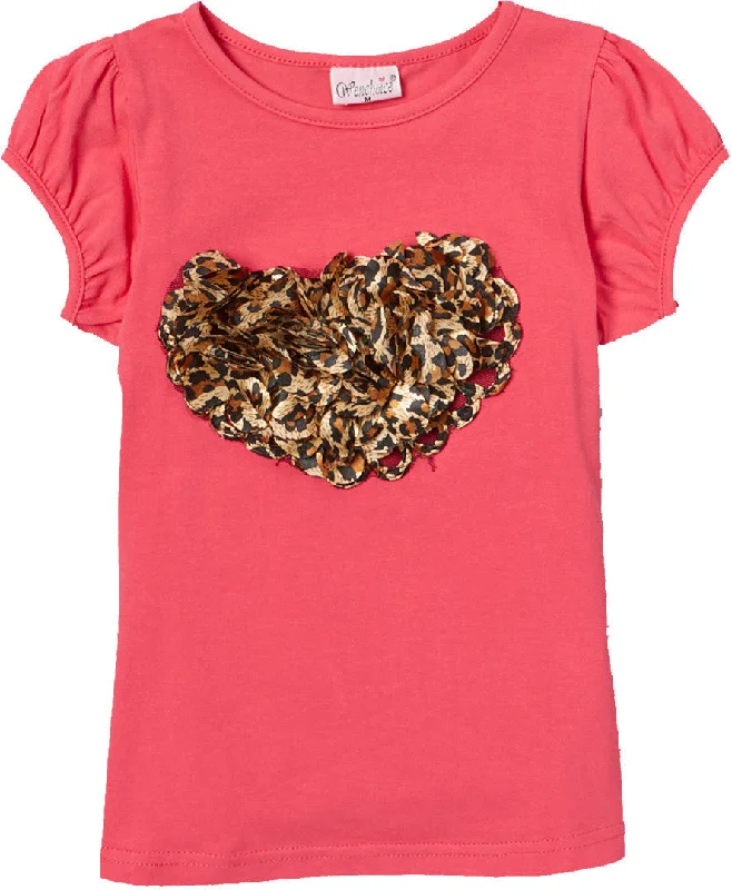 Hot Pink Short Sleeve Shirt With Cheetah Heart Geometric