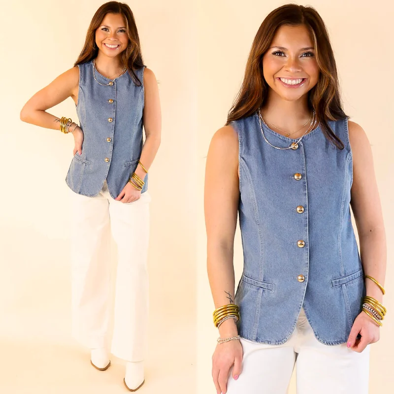 The Right Choice Button Up Denim Vest