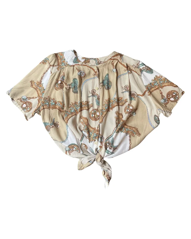 Vintage Pattern Blouse Relaxed Women's Beachy