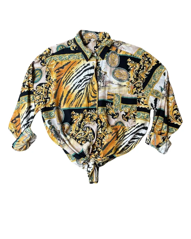 Vintage 80’s Pattern Blouse Sporty Women's Tennis