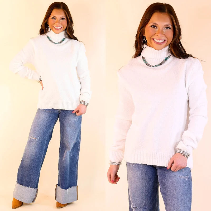 Cozy Couture Long Sleeve Turtleneck Sweater in Off White