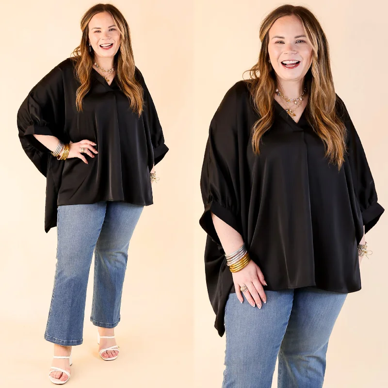 Irresistibly Chic Half Sleeve Oversized Blouse in Black