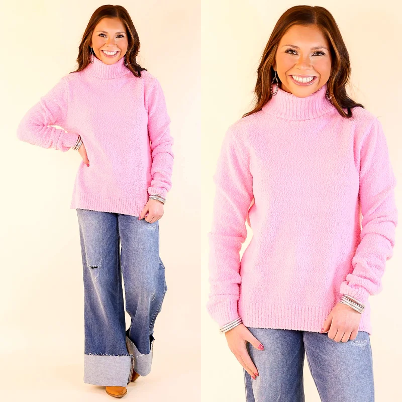 Cozy Couture Long Sleeve Turtleneck Sweater in Pink