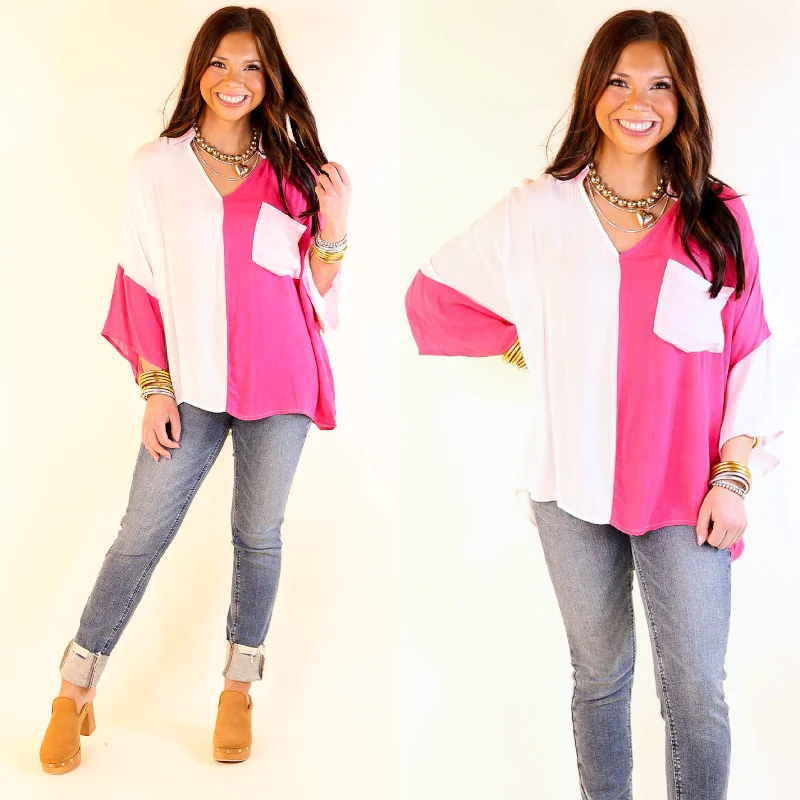 Groovy Tunes Color Block Short Sleeve Top in Pink Mix