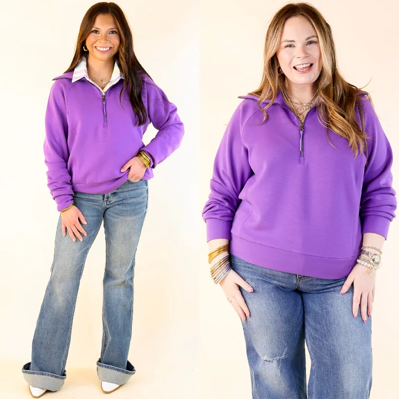 SPANX | AirEssentials Half Zip in Vibrant Lilac Purple