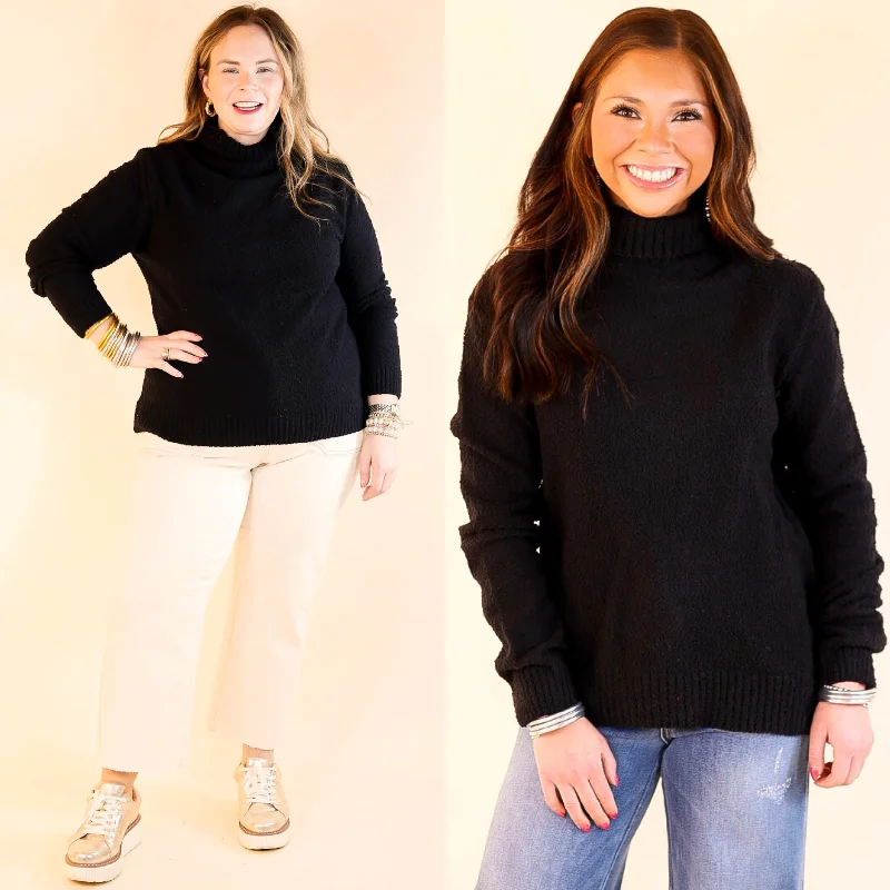 Cozy Couture Long Sleeve Turtleneck Sweater in Black