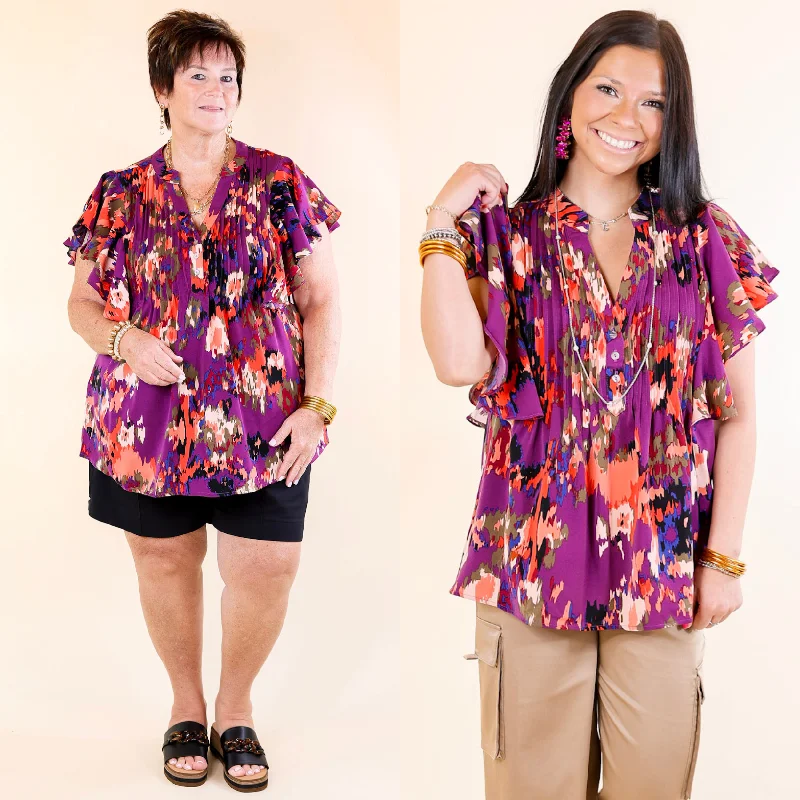 Endless Charisma Short Sleeve Blouse in Purple