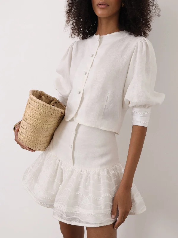 Fahara Resort Day Blouse | Island White Youthful Women's Anime - inspired