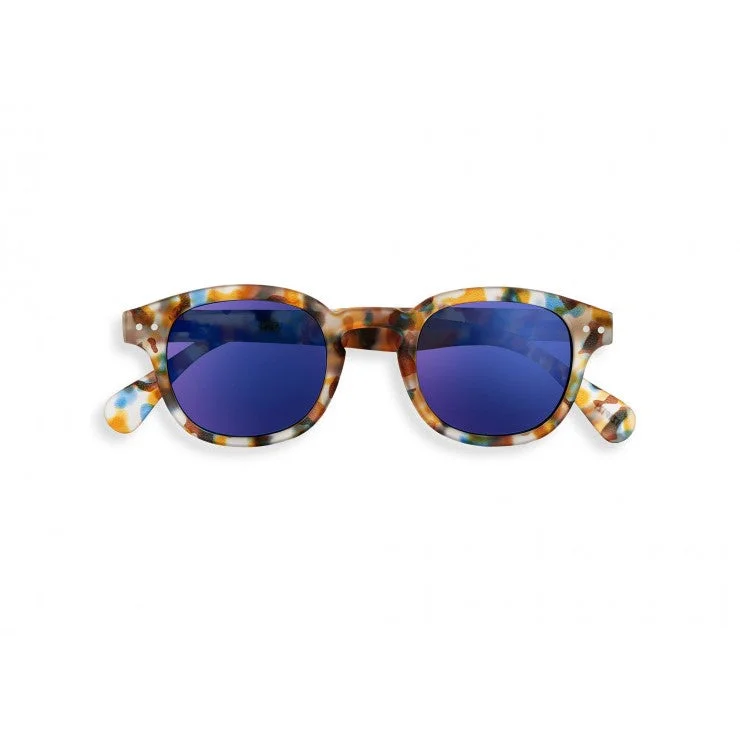 #C Sunglasses (Blue Tortoise Mirror) Transparent Frame Trend