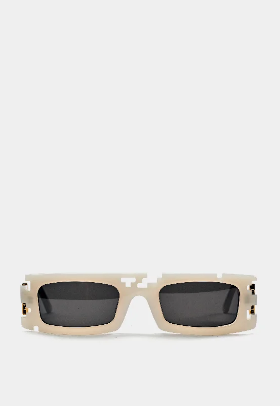 Ashluxe Pixel Cut Chalk Cream Sunglasses Transparent Frame Trend