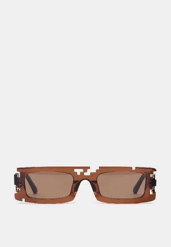 Ashluxe Pixel Cut Earth Brown Sunglasses Chunky Black - Frame Goth Look