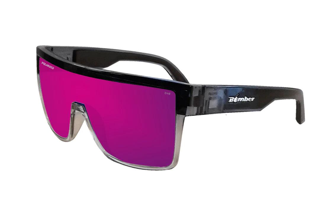 BUZZ Bomb Safety - Polarized Sunset Revo Pink Mirror Crystal Z87 Oval - Rimmed Sophisticated Look