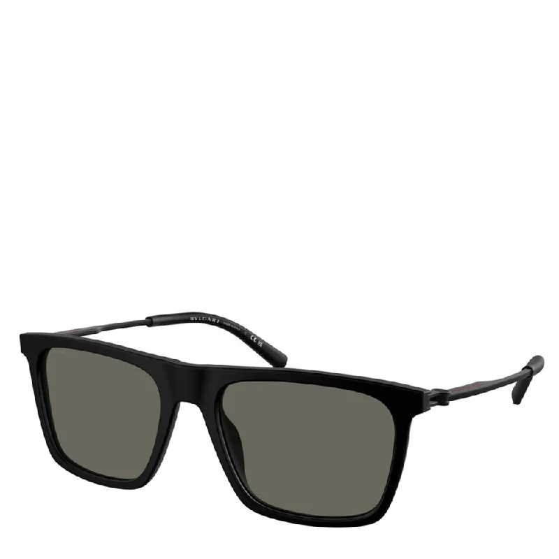 Bvlgari Acetate Man Sunglass Matte Black Vintage Horn - Rimmed Style