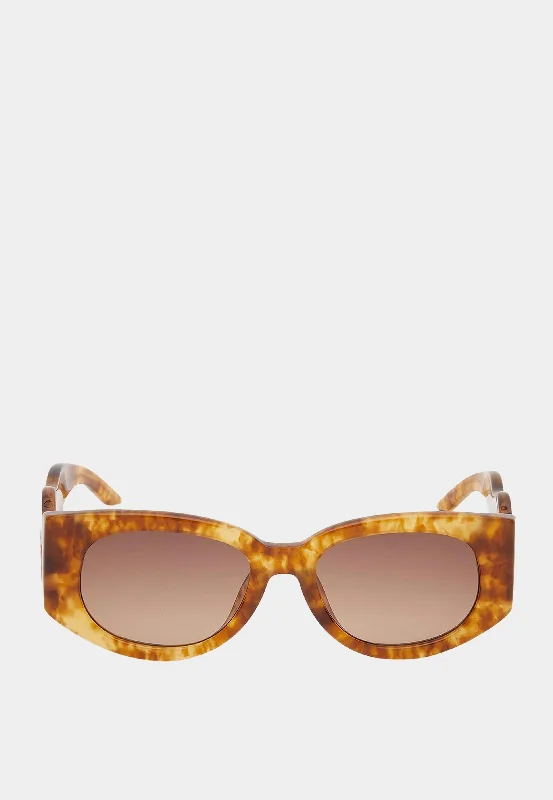Casablanca Acetate & Metal Oval Wave Gold / Brown Rhinestone - Embellished Glam Design