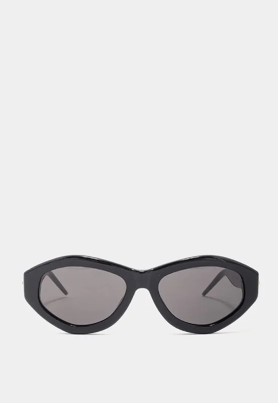 Casablanca Gold Plated Monogram Plaque Sunglasses Black Cat - Eye Feminine Design