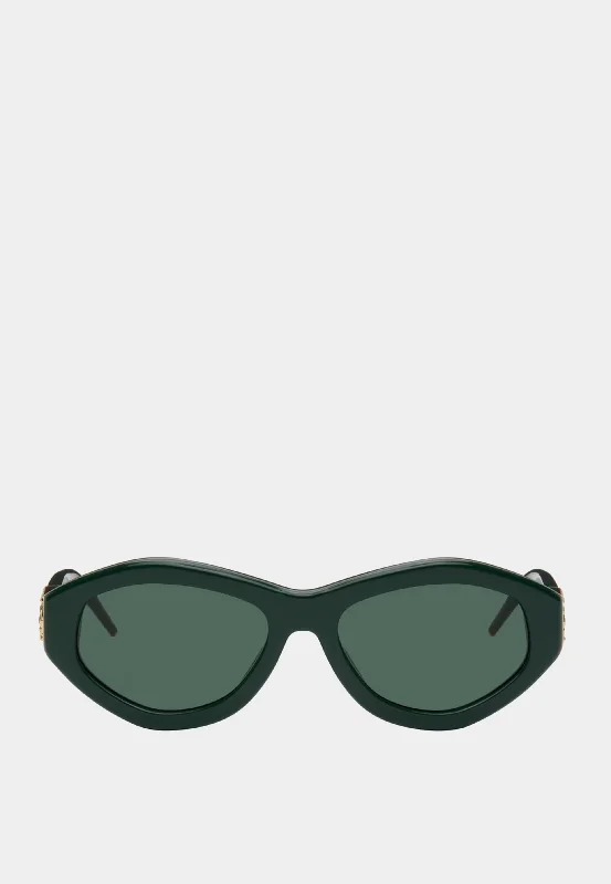 Casablanca Gold Plated Monogram Plaque Sunglasses Green Glossy Metal Frame Look