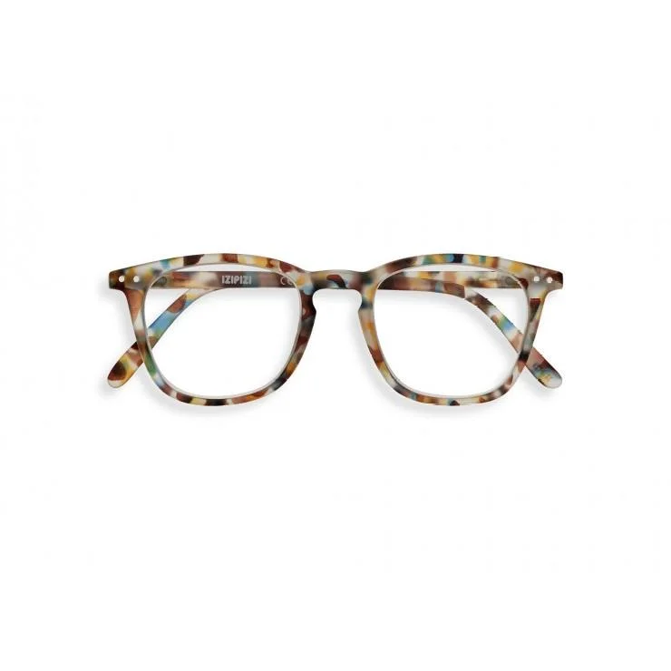 #E Reading Glasses (Blue Tortoise) Rectangle Business Style