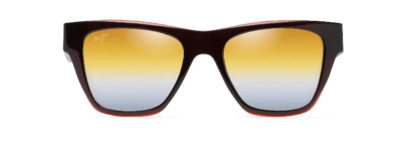 Ekolu Square Sunglasses In Brown Red Tan Thin - Rimmed Elegant Style