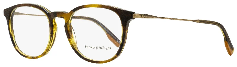 Ermenegildo Zegna Men's Oval Eyeglasses EZ5125 098 Striated Brown-Green 50mm Rectangle - Rimmed Ermenegildo Zegna Men's Oval Eyeglasses EZ5125 098 Striated Brown-Green 50mm Rectangle - Rimmed