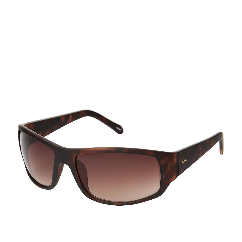 Fossil Men's Sport Wrap Sunglasses Translucent Frame Modern Aesthetic