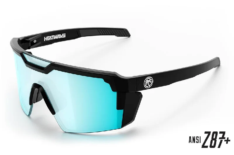 FUTURE TECH SUNGLASSES: BLACK FRAME ARCTIC CHROME Z87+ Oval - Shaped Academic Look
